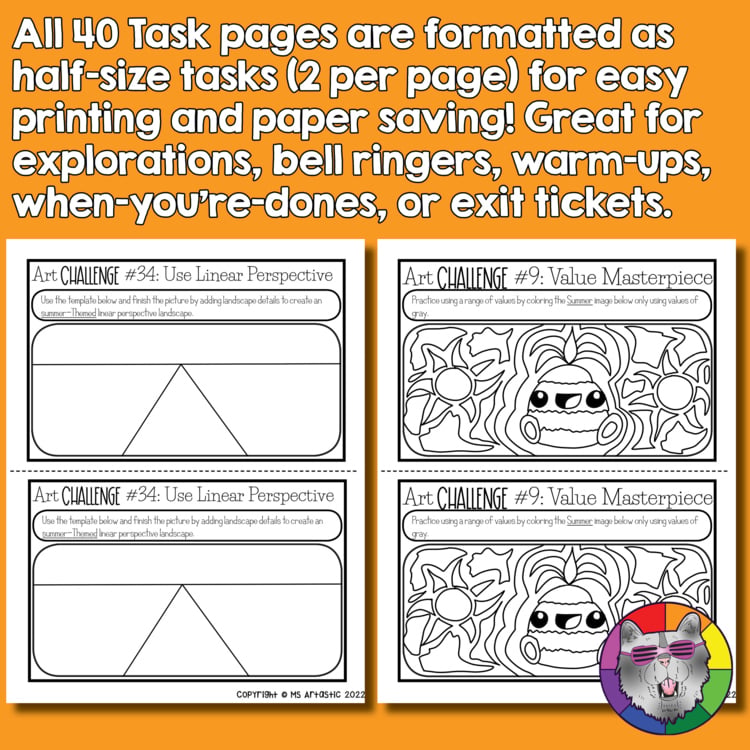 Summer Art Lesson Drawing Prompts Fast Finishers Bell Ringers Challenge Cards – image 4