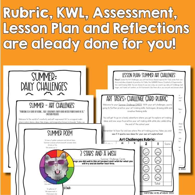 Summer Art Lesson Drawing Prompts Fast Finishers Bell Ringers Challenge Cards – image 3