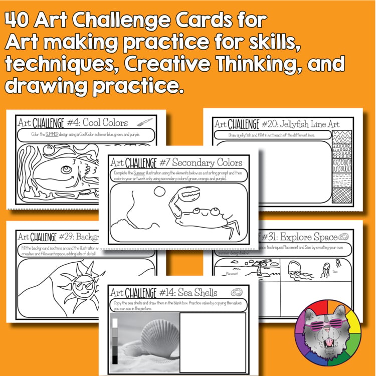 Summer Art Lesson Drawing Prompts Fast Finishers Bell Ringers Challenge Cards – image 2