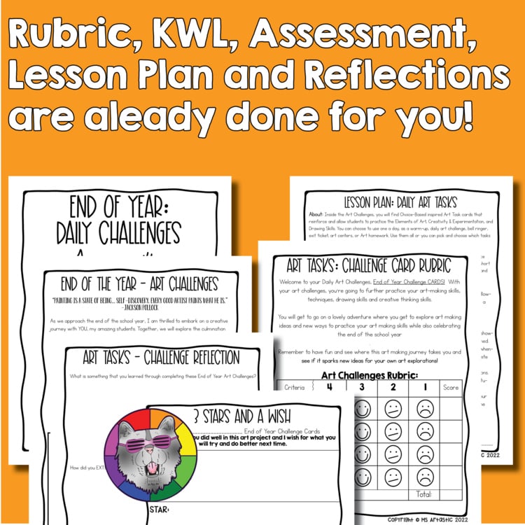 End of Year Art Challenge Cards Prompt Activities Bell Ringers Fast Finishers – image 3