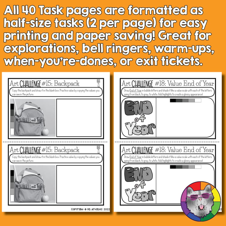 End of Year Art Challenge Cards Prompt Activities Bell Ringers Fast Finishers – image 4