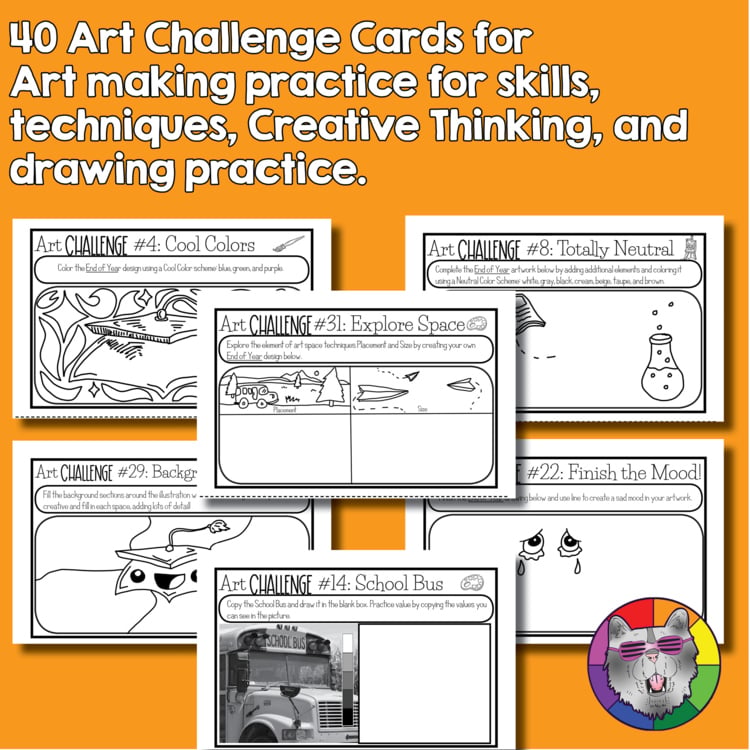 End of Year Art Challenge Cards Prompt Activities Bell Ringers Fast Finishers – image 2
