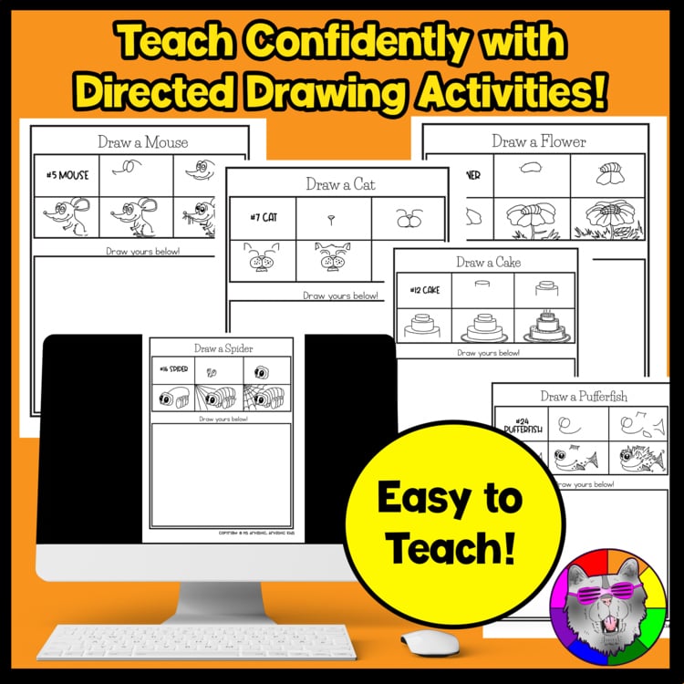 30 Directed Drawings No Prep Art Activities Art Worksheets Drawing Art Sub Plans – image 3