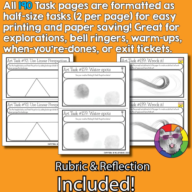 Year Long Art Task Cards 190 Drawing Prompts Bell Ringers Fast Finishers Lesson – image 4