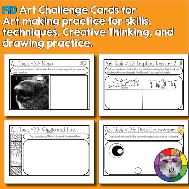 Year Long Art Task Cards 190 Drawing Prompts Bell Ringers Fast Finishers Lesson – image 2