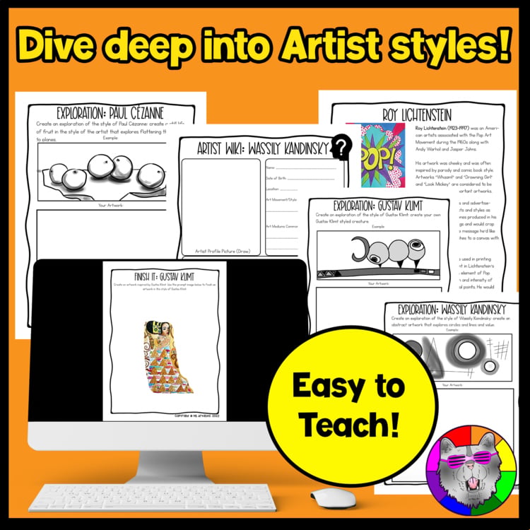 Art History Modern Artists Art Lessons Worksheets Art Activities Art Sub Plans – image 4