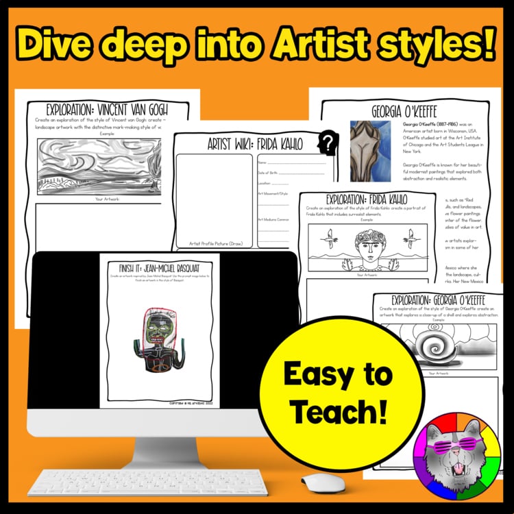 Art History Workbook Modern Artists Art Lessons Worksheets Art Activities – image 2