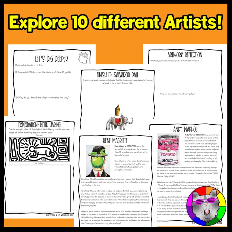 Art History Workbook Modern Artists Art Lessons Worksheets Art Activities – image 3