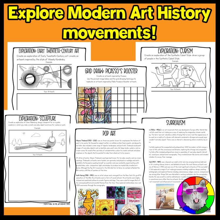 Art History Art Lessons Worksheets Modern Art History Activities Art Sub Plans – image 4
