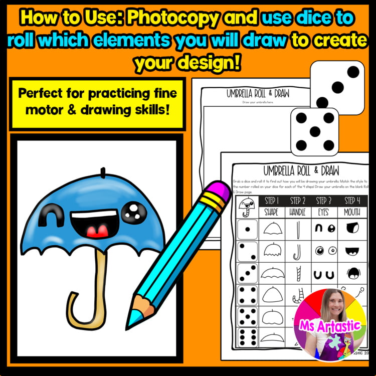 Spring Roll and Draw Directed Drawing | Ms Artastic