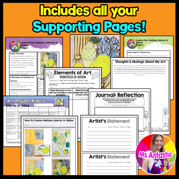 Henri Matisse Art Project Interior In Yellow Art Project Still Life Art Lesson – image 3