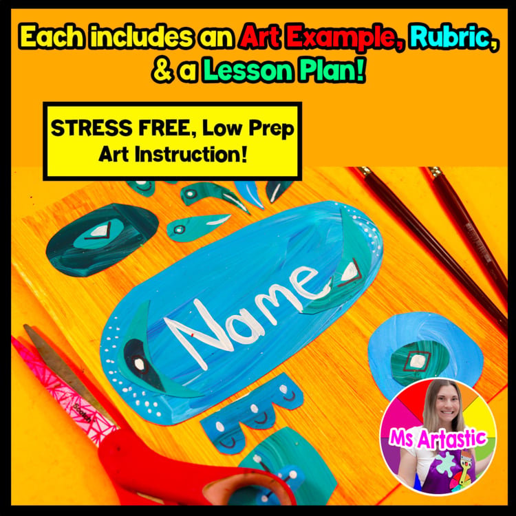 Back to School Name Art Project All About Me Art Lesson Abstract Collage Art – image 2