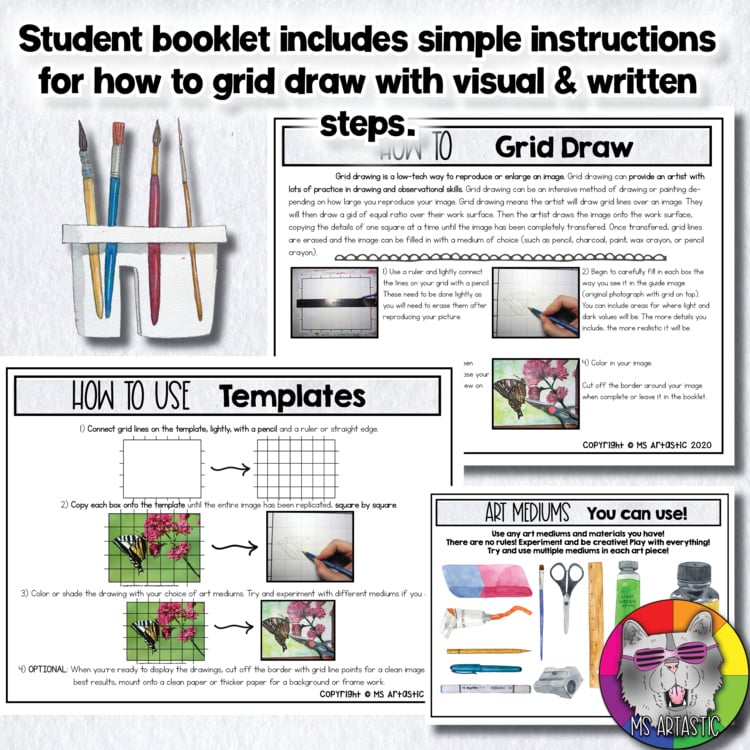 Grid Drawing Art Lessons Drawing Practice | Ms Artastic