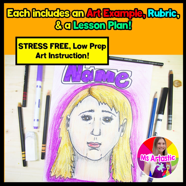 Back to School Self Portrait Art Lesson All About Me Drawing Activity Name Art – image 2