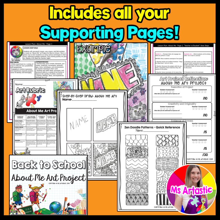 Back to School About Me Art Lesson Name Art Project All About Me Art Activity – image 3