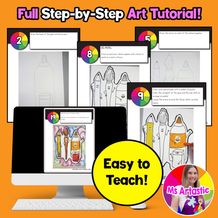 Back to School Cartoon School Supplies Art Lesson Mixed Media School Supplies – image 4