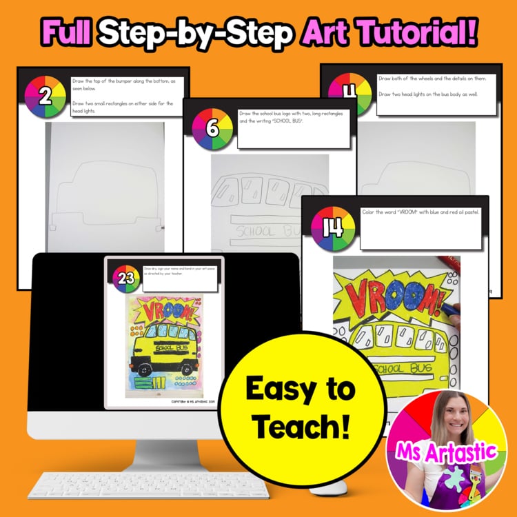 School Bus Pop Art Lesson Transportation Art Project Pop Art Activity Elementary – image 4