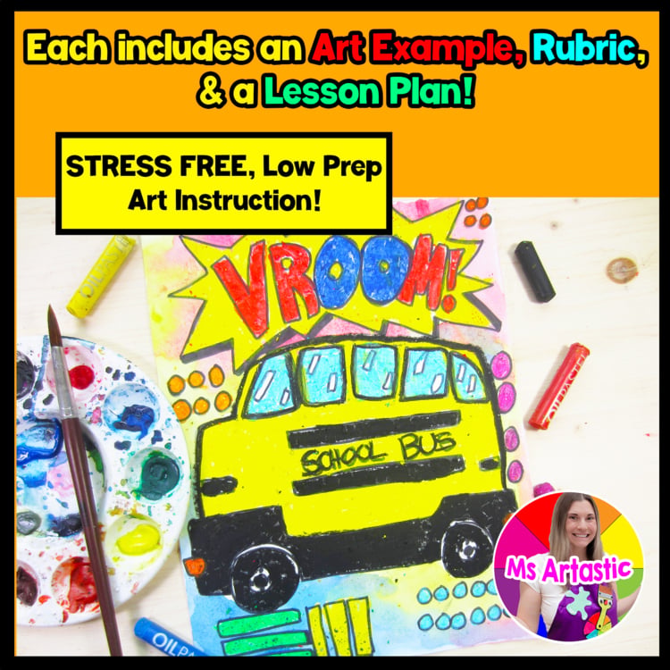 School Bus Pop Art Lesson Transportation Art Project Pop Art Activity Elementary – image 2