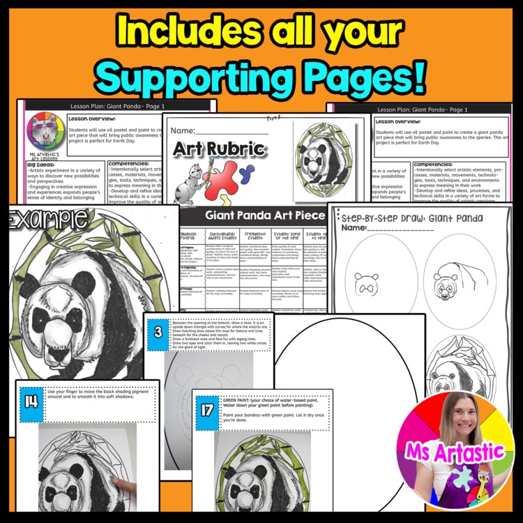 Earth Day Giant Panda Art Lesson Panda Drawing Activity Endangered Animals Earth – image 3