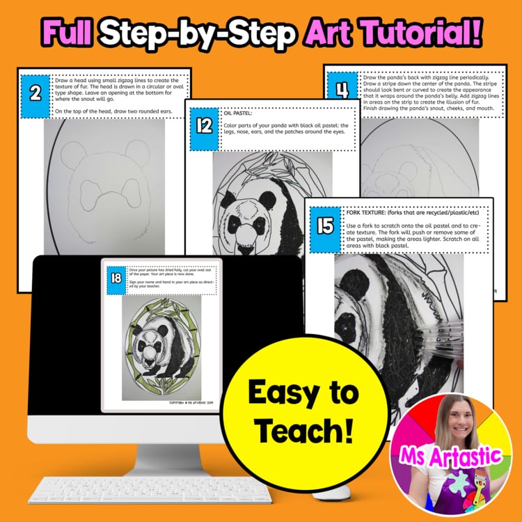 Earth Day Giant Panda Art Lesson Panda Drawing Activity Endangered Animals Earth – image 4