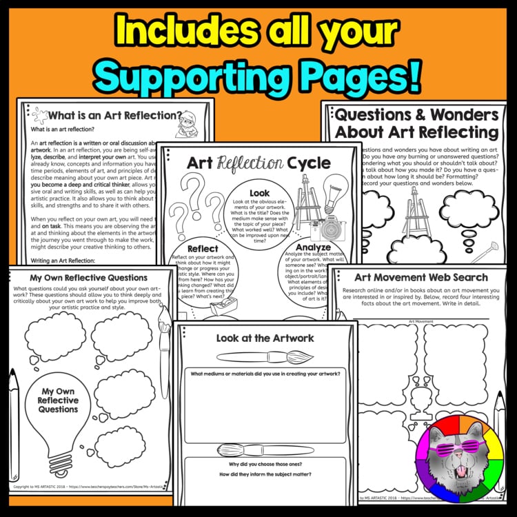 Art Reflection Worksheets Workbook End Of Year or Semester Art Activities – image 2