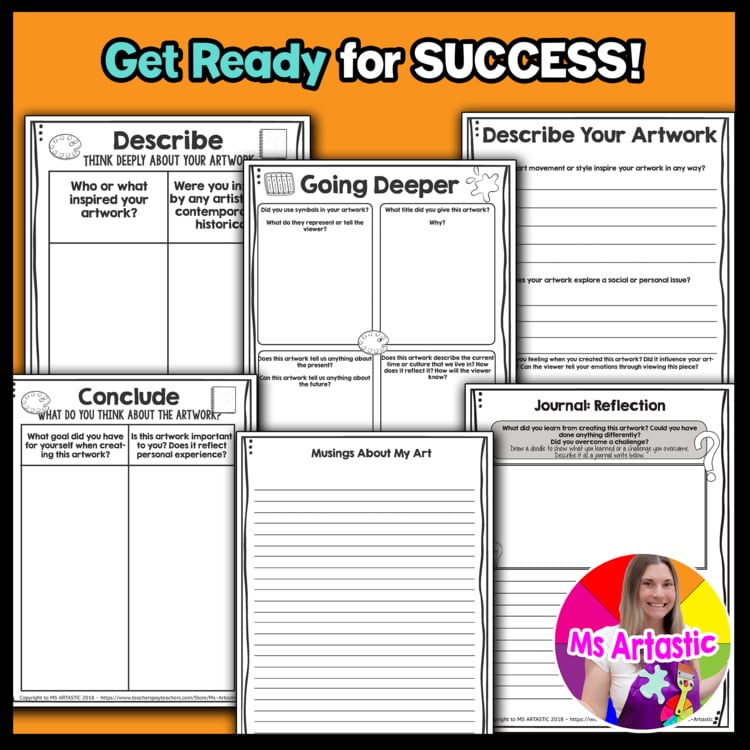 Art Reflection Worksheets Workbook End Of Year or Semester Art Activities – image 4