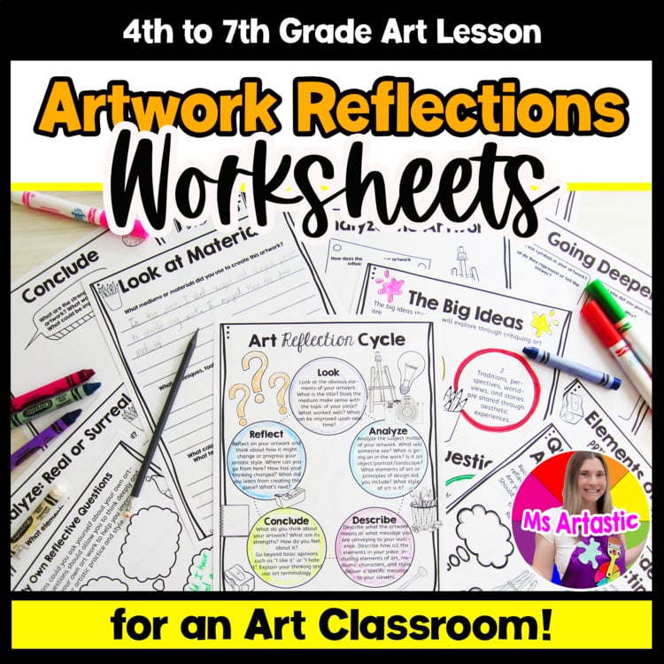 Art Reflection Worksheets Workbook End Of Year or Semester Art Activities