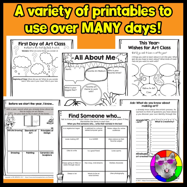 Back to School Art Classroom Activities First Week All About Me Get to Know You – image 2
