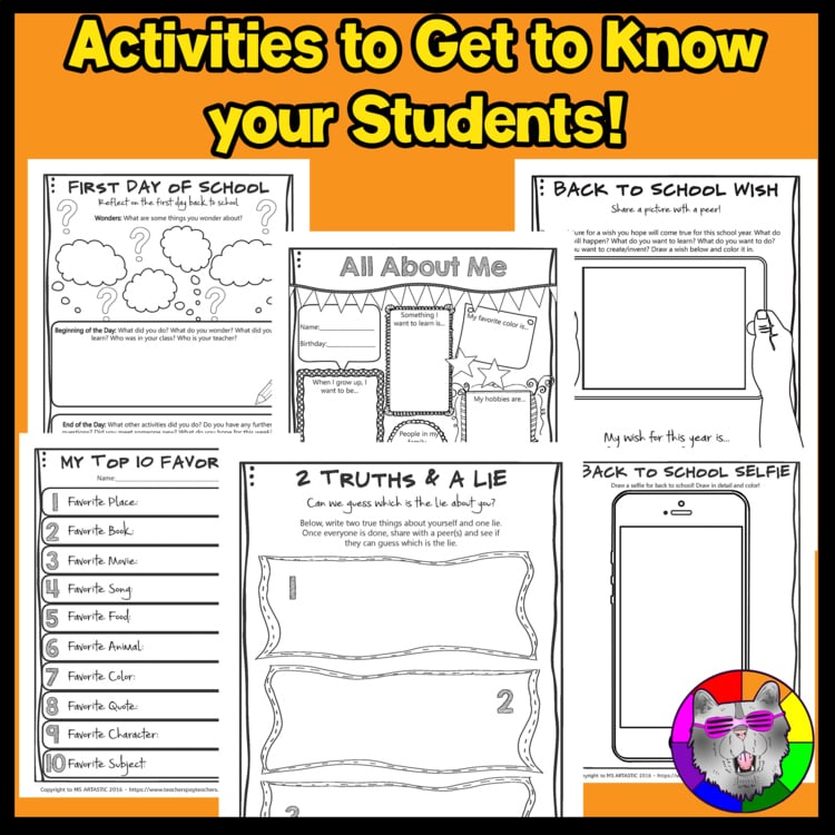 Back To School First Week Activities Get to Know You Middle School All About Me – image 3