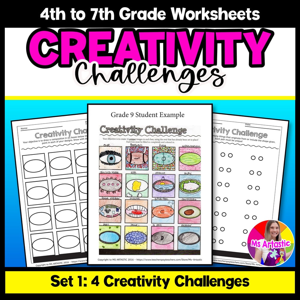 Creativity Challenges Art Lesson Fast Finishers Bell Ringers Art Worksheets
