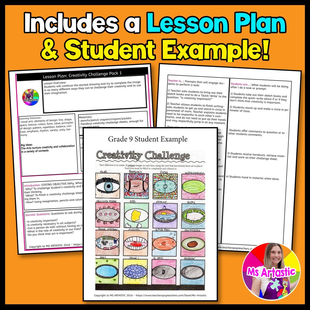 Creativity Challenges Art Lesson Fast Finishers Bell Ringers Art Worksheets – image 3