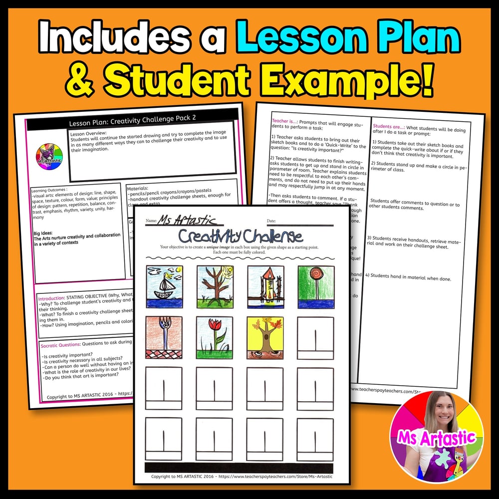 Creativity Challenges Art Lesson Fast Finishers Bell Ringers Art Worksheets – image 3