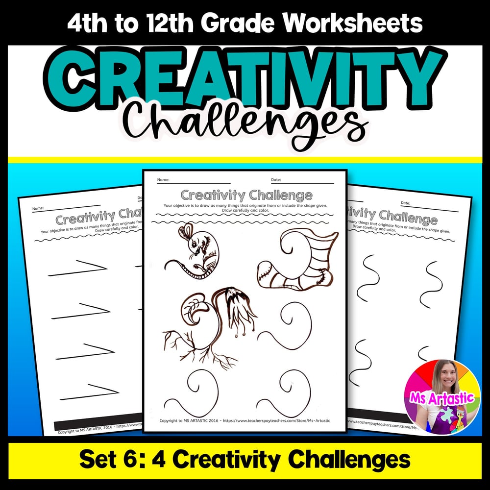 Creativity Challenges Art Lesson Fast Finishers Bell Ringers Art Worksheets