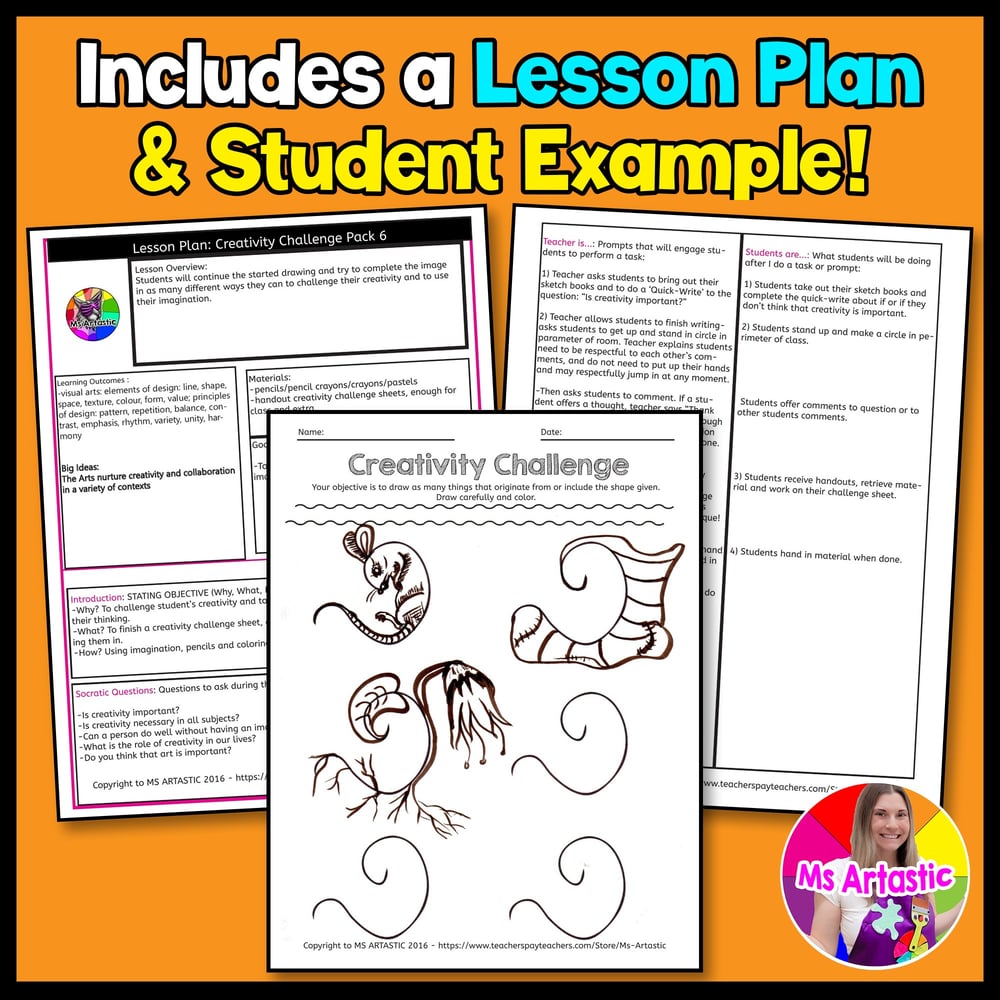 Creativity Challenges Art Lesson Fast Finishers Bell Ringers Art Worksheets – image 3
