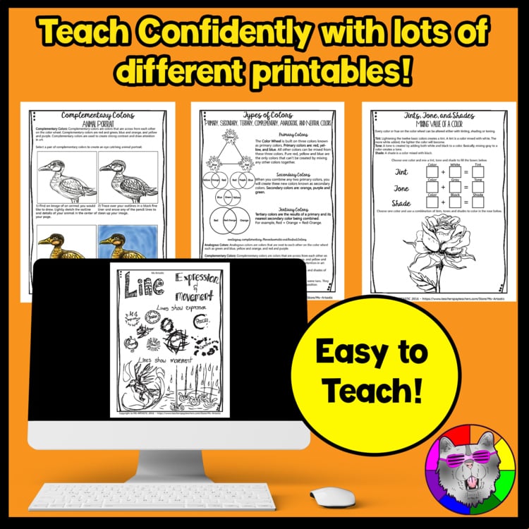 Elements of Art Bundle 60 Art Lessons Projects Activities Worksheets Year Long – image 2
