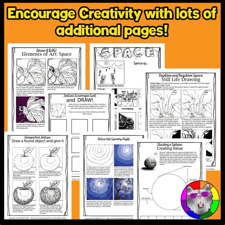 Elements of Art Bundle 60 Art Lessons Projects Activities Worksheets Year Long – image 4