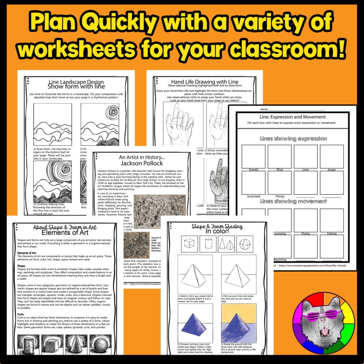 Elements of Art Bundle 60 Art Lessons Projects Activities Worksheets Year Long – image 3