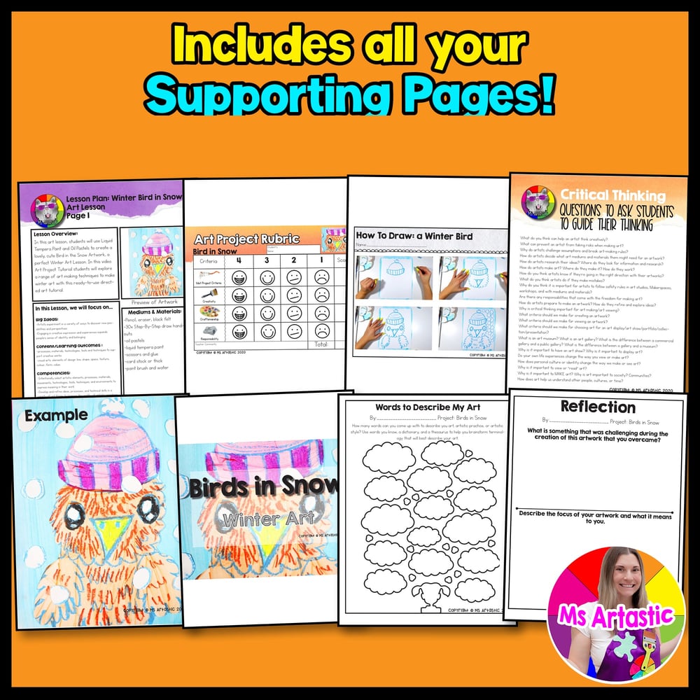 Winter Art Lesson Bird Winter Art Project Art Activities Winter Artwork Craft – image 3