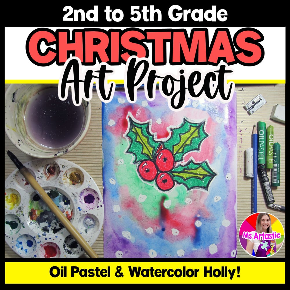 FREE Christmas Art Project Christmas Holly Art Lesson Christmas Freebie