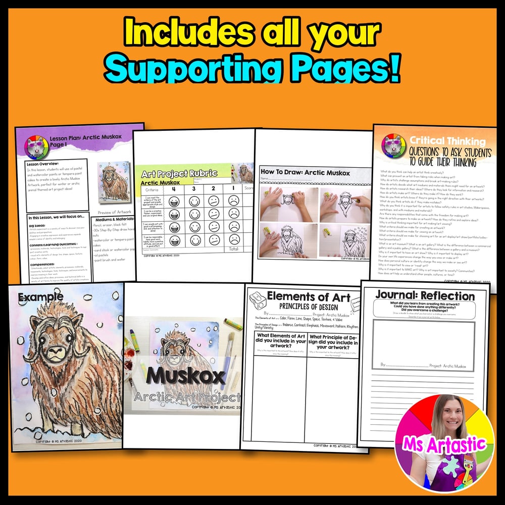 Winter Art Arctic Animal Art Project Muskox Art Lesson Canadian Animals – image 3