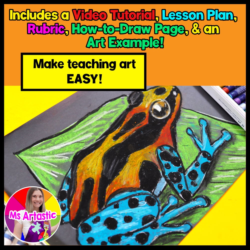 Art Lesson Tropical Rainforest Poison Dart Frog Art Project Pastel Art Lesson – image 2