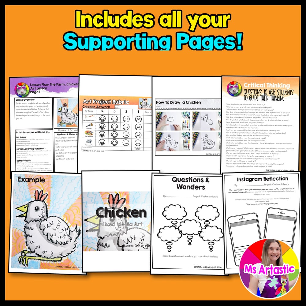 Line Art Lesson Farm Chicken Art Project Agriculture Art Lesson Art Activity – image 3