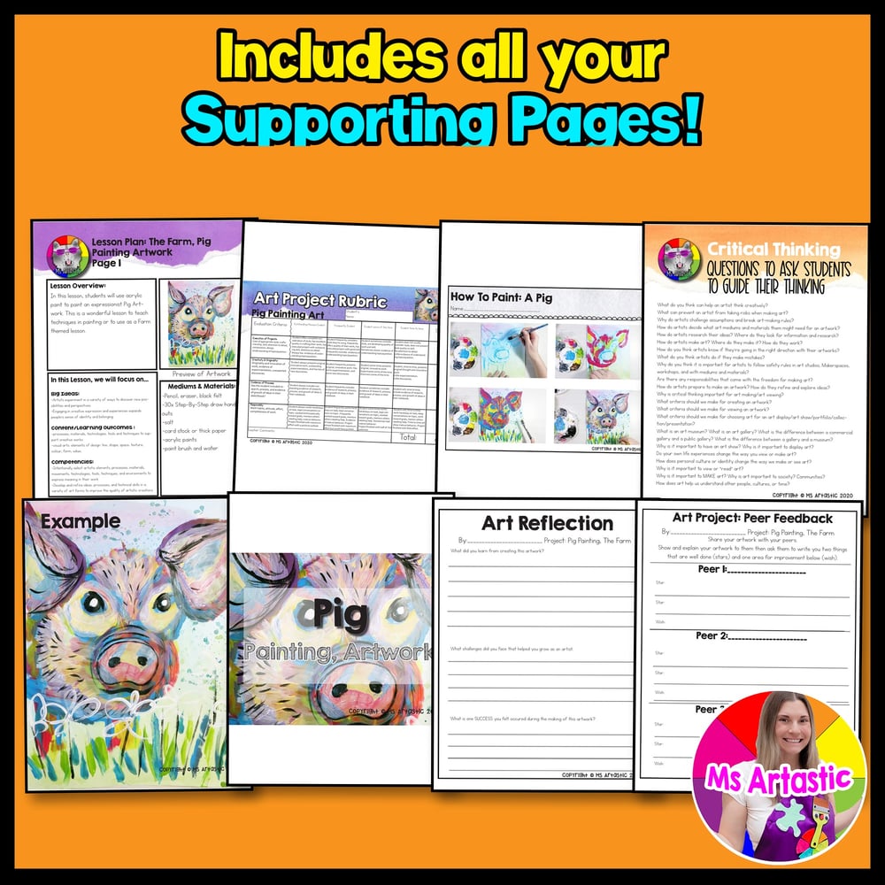 Farm Art Project Painting Art Lesson Pig Art Activity Artwork Summer Art – image 3