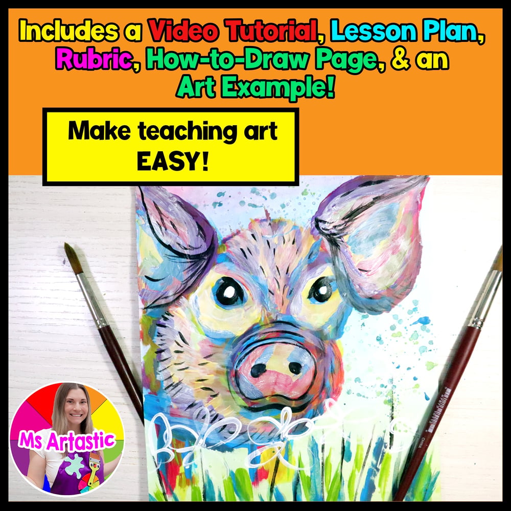 Farm Art Project Painting Art Lesson Pig Art Activity Artwork Summer Art – image 2