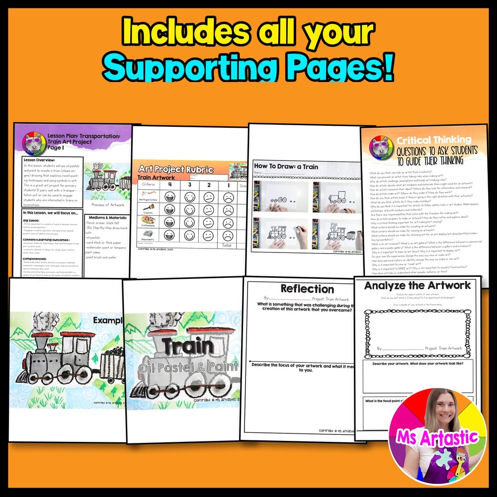 Train Art Project Transportation Line Art Lesson for Primary Students – image 3