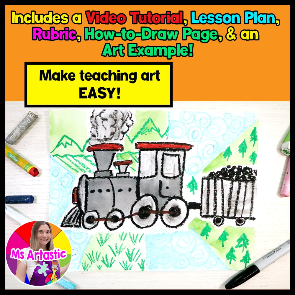 Train Art Project Transportation Line Art Lesson for Primary Students – image 2