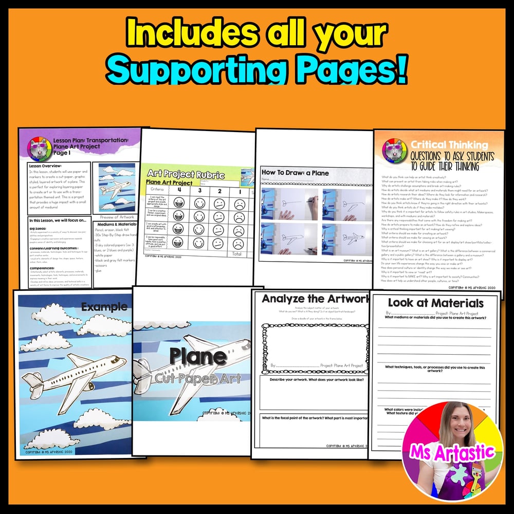 Plane Art Project Art Lesson Cut Paper Art Activity Plane Art Transportation – image 3