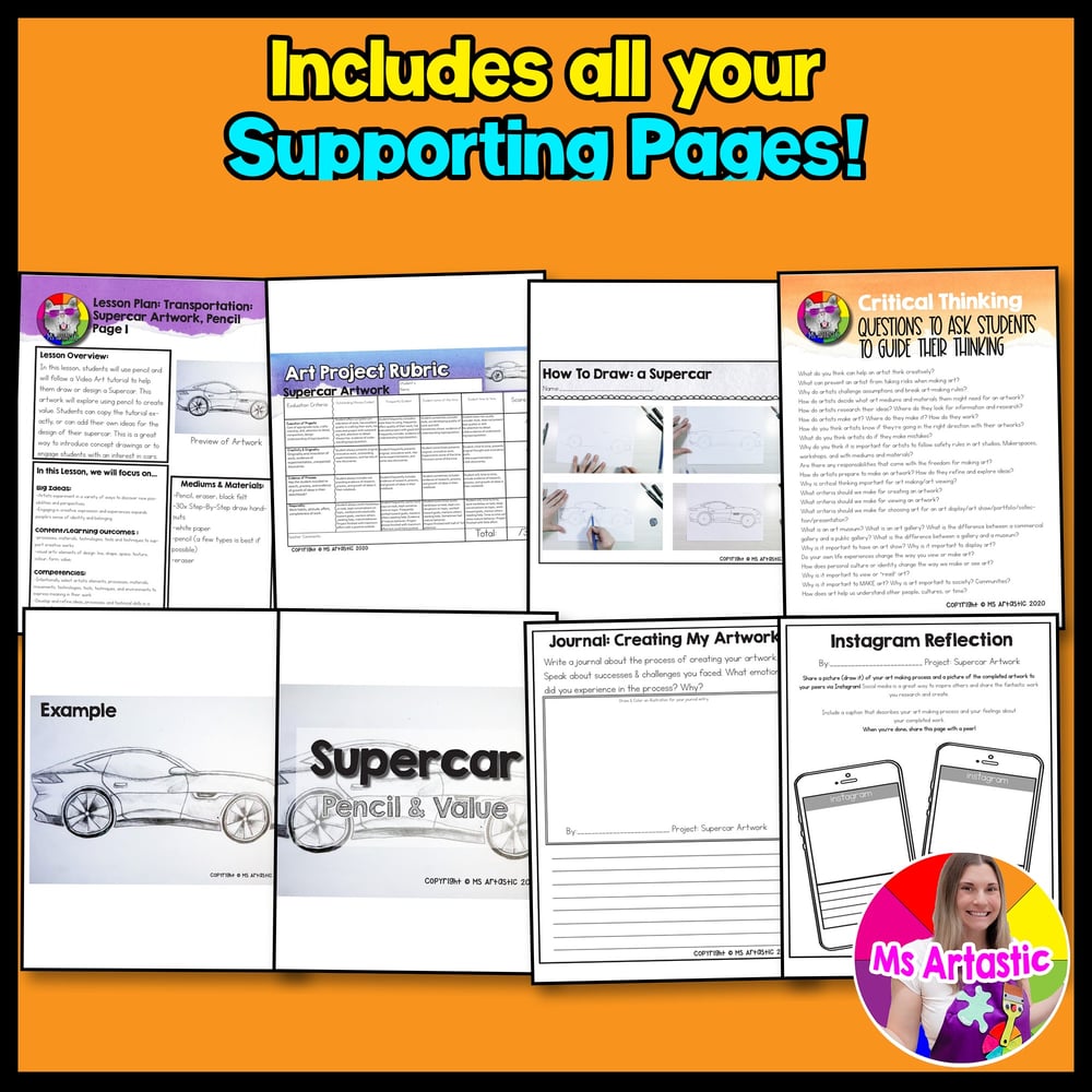 Supercar Art Project Car Art Lesson Drawing Art Middle School Drawing – image 3