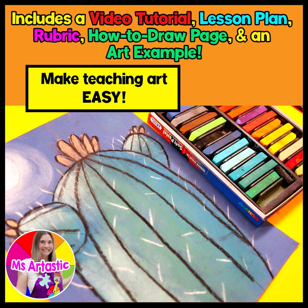 Element of Art Project Value Art Lesson Cactus Summer Art Activity – image 2