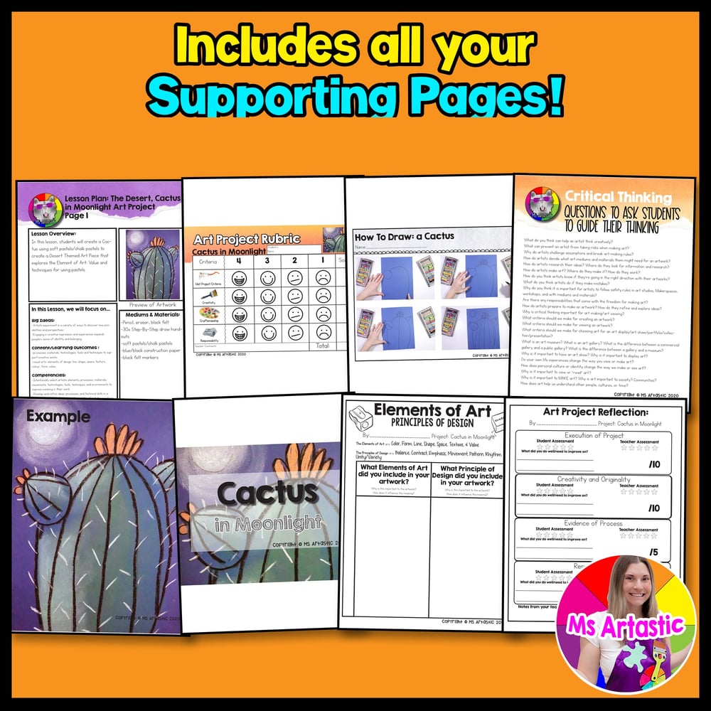 Element of Art Project Value Art Lesson Cactus Summer Art Activity – image 3